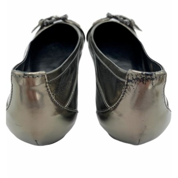 SOLD Burberry Patent Novacheck Silver Buckle Flats - Picture 9 of 12